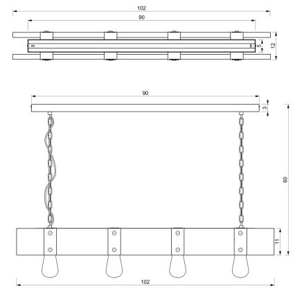 Люстра на ланцюгу SODER 4xE27/60W/230V