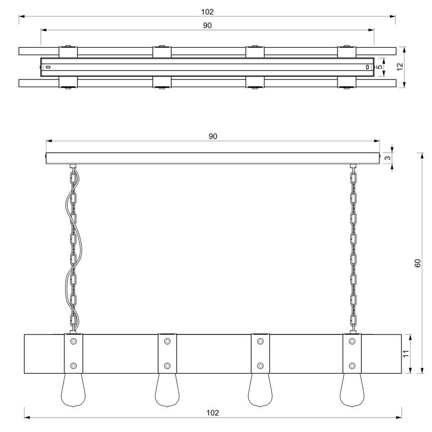 Люстра на ланцюгу SODER 4xE27/60W/230V