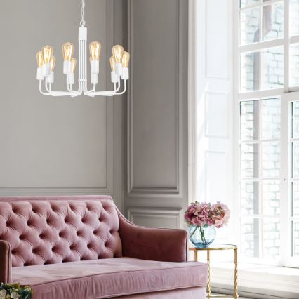 Люстра на ланцюгу TIFFANY 10xE27/60W/230V білий