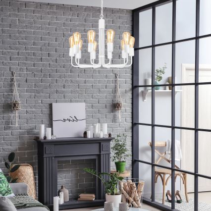 Люстра на ланцюгу TIFFANY 10xE27/60W/230V білий