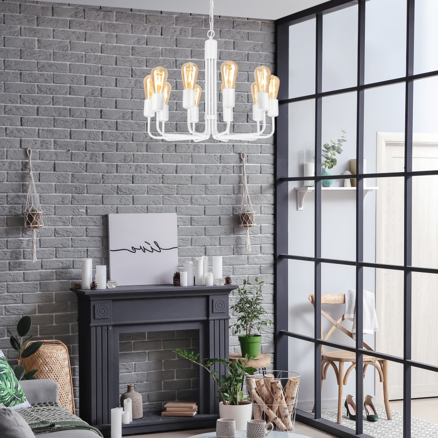 Люстра на ланцюгу TIFFANY 10xE27/60W/230V білий