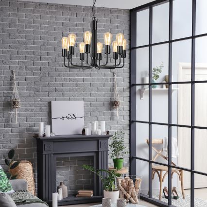 Люстра на ланцюгу TIFFANY 10xE27/60W/230V чорний