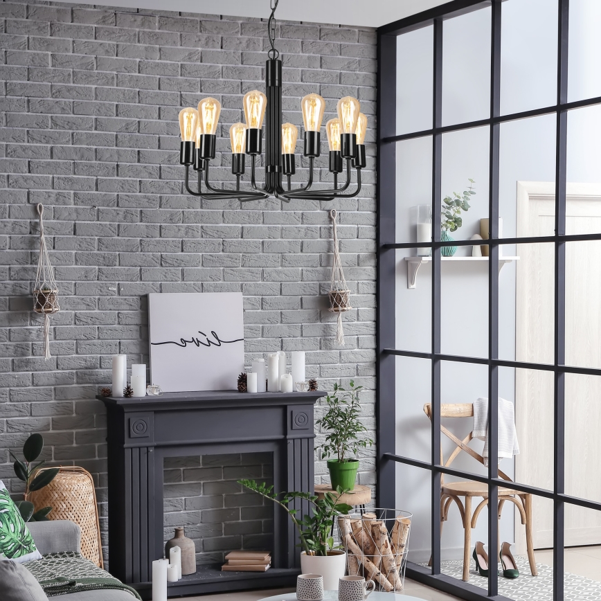 Люстра на ланцюгу TIFFANY 10xE27/60W/230V чорний