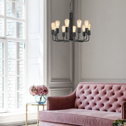 Люстра на ланцюгу TIFFANY 10xE27/60W/230V чорний