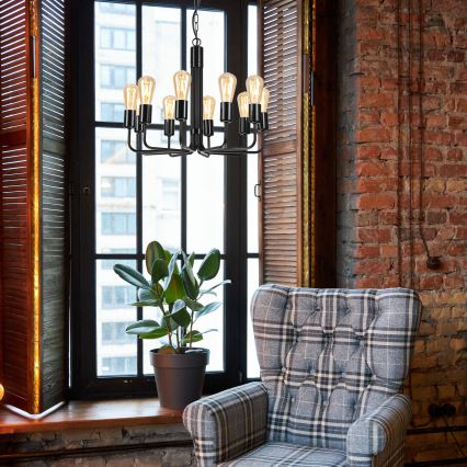 Люстра на ланцюгу TIFFANY 10xE27/60W/230V чорний