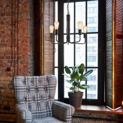 Люстра на ланцюгу TIFFANY 5xE27/60W/230V чорний
