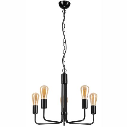 Люстра на ланцюгу TIFFANY 5xE27/60W/230V чорний