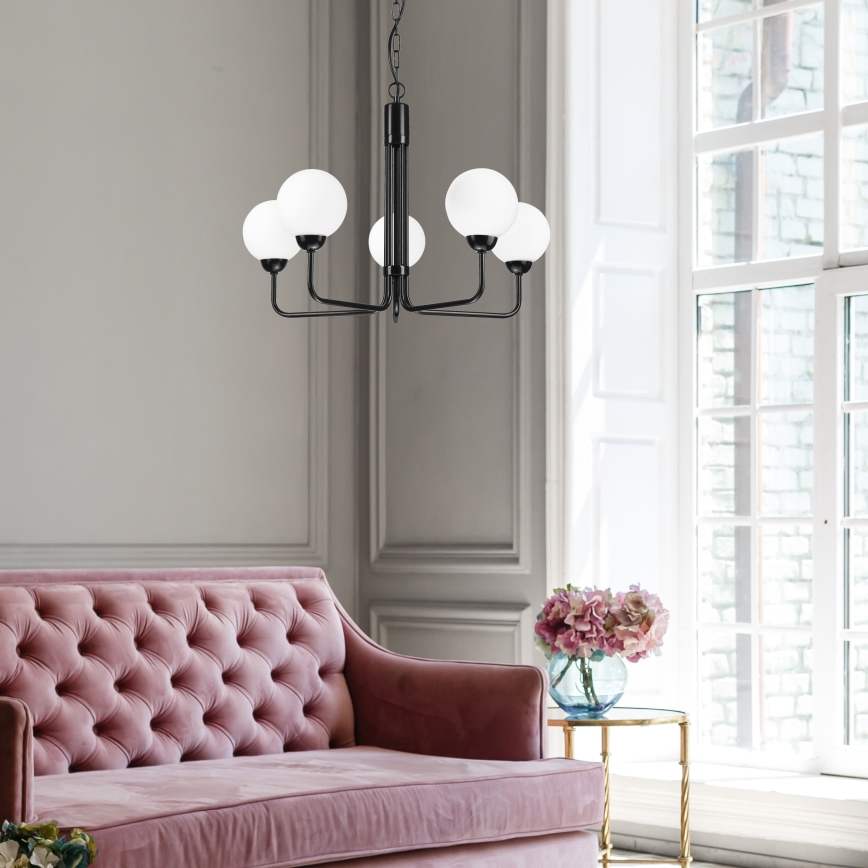 Люстра на ланцюгу TIFFY 5xG9/5W/230V чорний