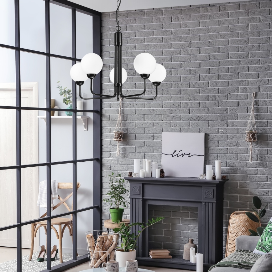 Люстра на ланцюгу TIFFY 5xG9/5W/230V чорний