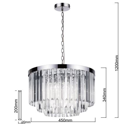 Люстра на ланцюгу VETRO 5xE14/60W/230V глянцевий хром