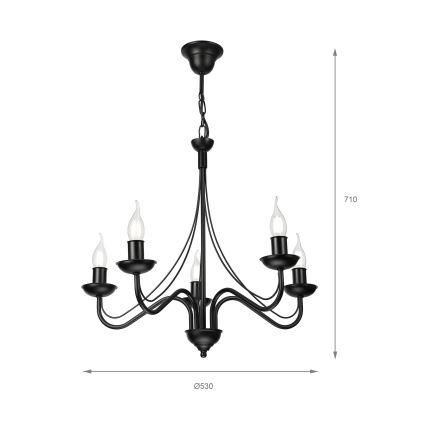Люстра на ланцюзі ANTON 5xE14/15W/230V чорна