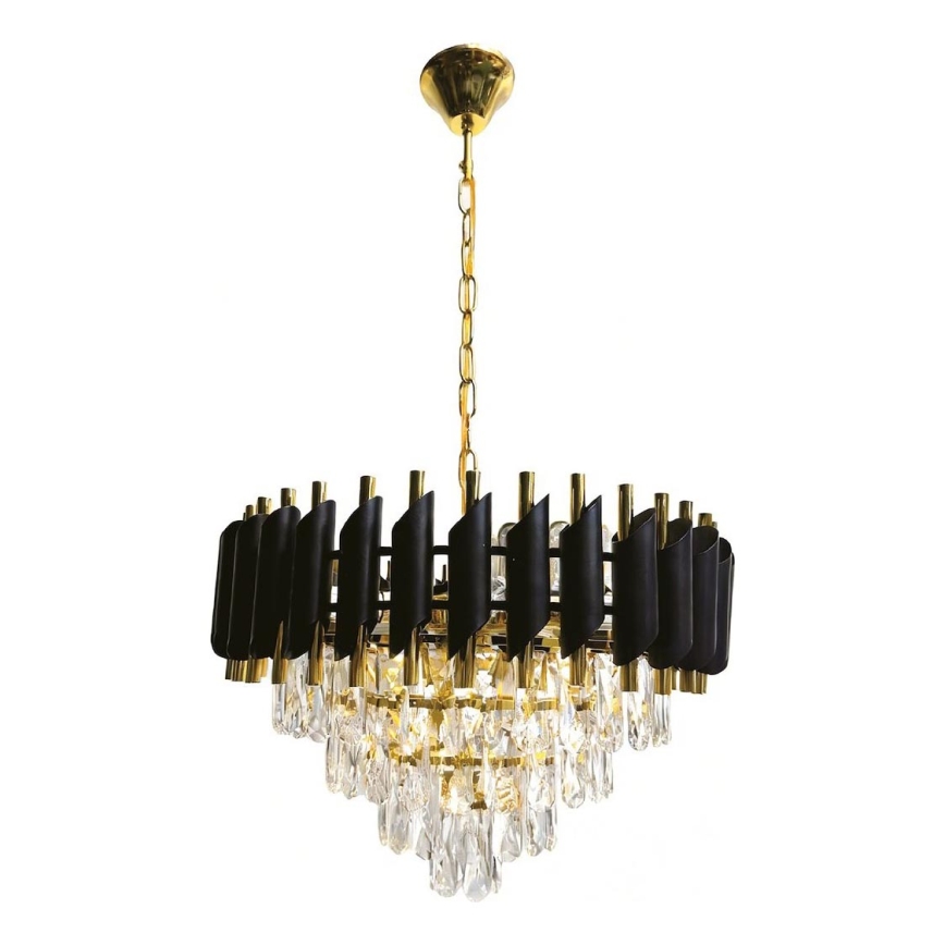 Люстра на ланцюзі CRISTAL 7xE14/10W/230V чорна/золота