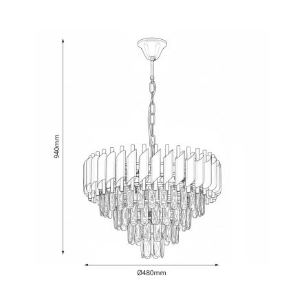 Люстра на ланцюзі CRISTAL 7xE14/10W/230V чорна/золота