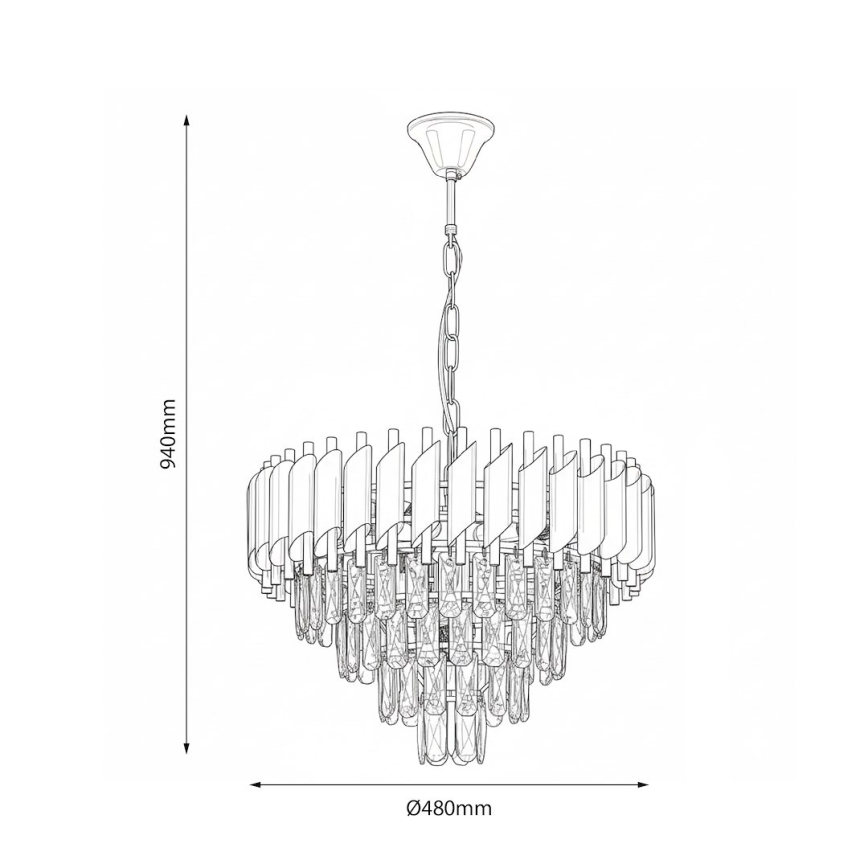 Люстра на ланцюзі CRISTAL 7xE14/10W/230V чорна/золота