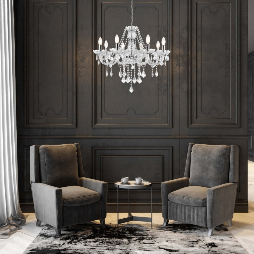 Люстра на ланцюзі CRISTALLO 8xE14/60W/230V полірований хром