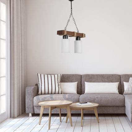 Люстра на ланцюзі JASMIN 2xE27/40W/230V коричнева/біла