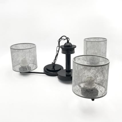 Люстра на ланцюзі ROSA 3xE27/60W/230V чорна/сіра