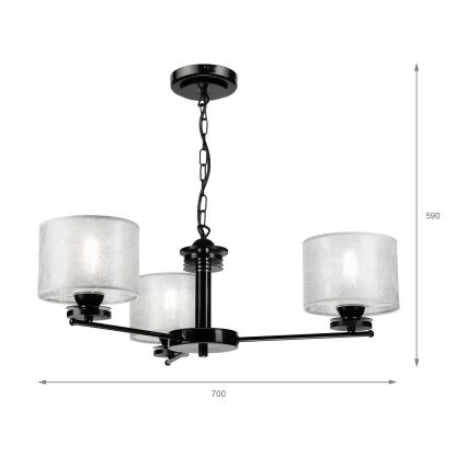 Люстра на ланцюзі ROSA 3xE27/60W/230V чорна/сіра