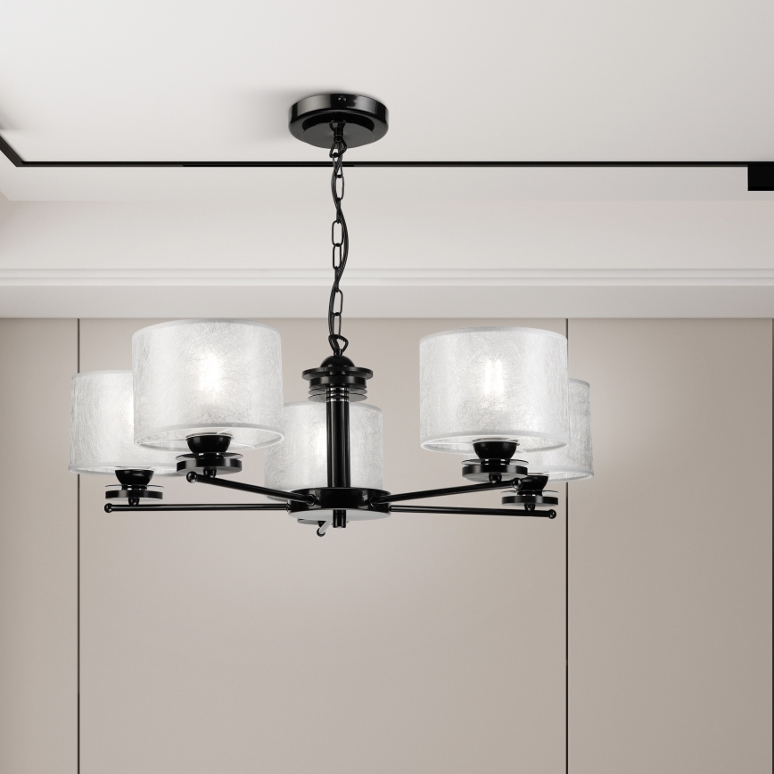 Люстра на ланцюзі ROSA 5xE27/60W/230V чорна/сіра