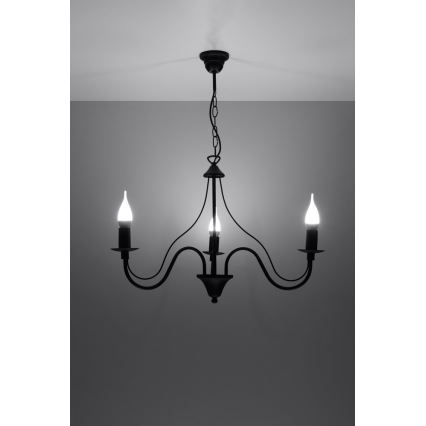 Люстра на ланцюжку MINERWA 3 3xE14/40W/230V чорний