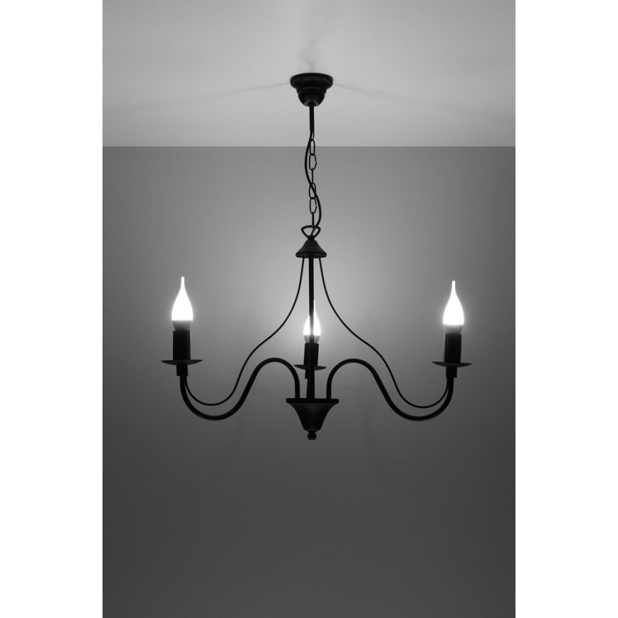 Люстра на ланцюжку MINERWA 3 3xE14/40W/230V чорний