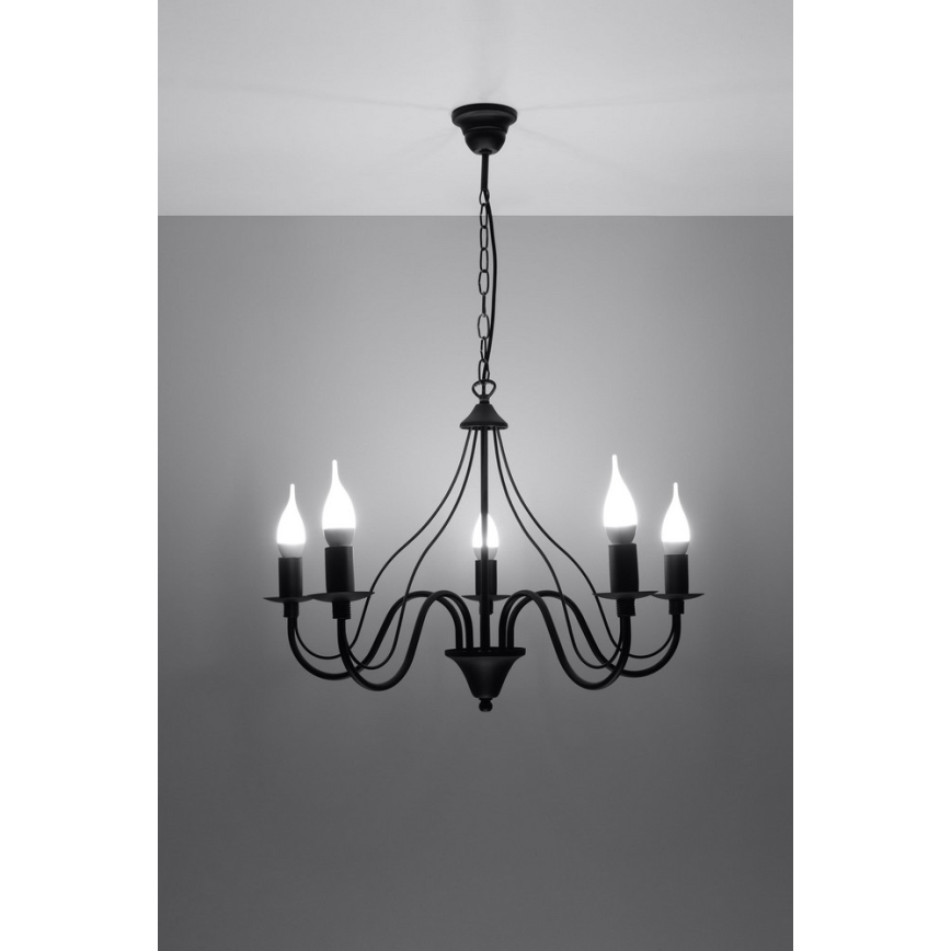 Люстра на ланцюжку MINERWA 5 5xE14/40W/230V чорний