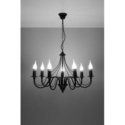 Люстра на ланцюжку MINERWA 7 7xE14/40W/230V чорний
