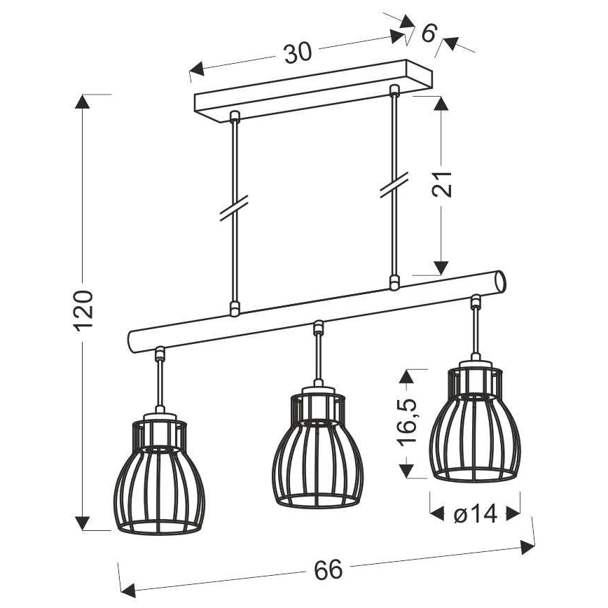 Люстра на мотузці BERNITA 3xE27/60W/230V
