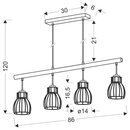 Люстра на мотузці BERNITA 4xE27/60W/230V