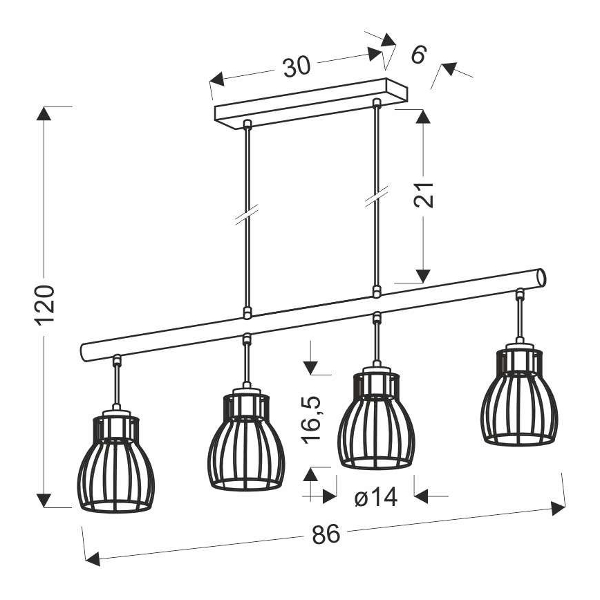 Люстра на мотузці BERNITA 4xE27/60W/230V