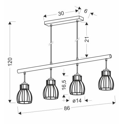 Люстра на мотузці BERNITA 4xE27/60W/230V