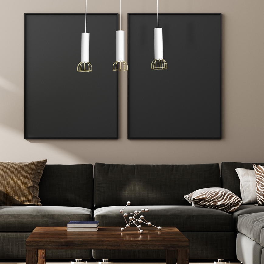 Люстра на мотузці DANTE 3xGU10/25W/230V біла/золота