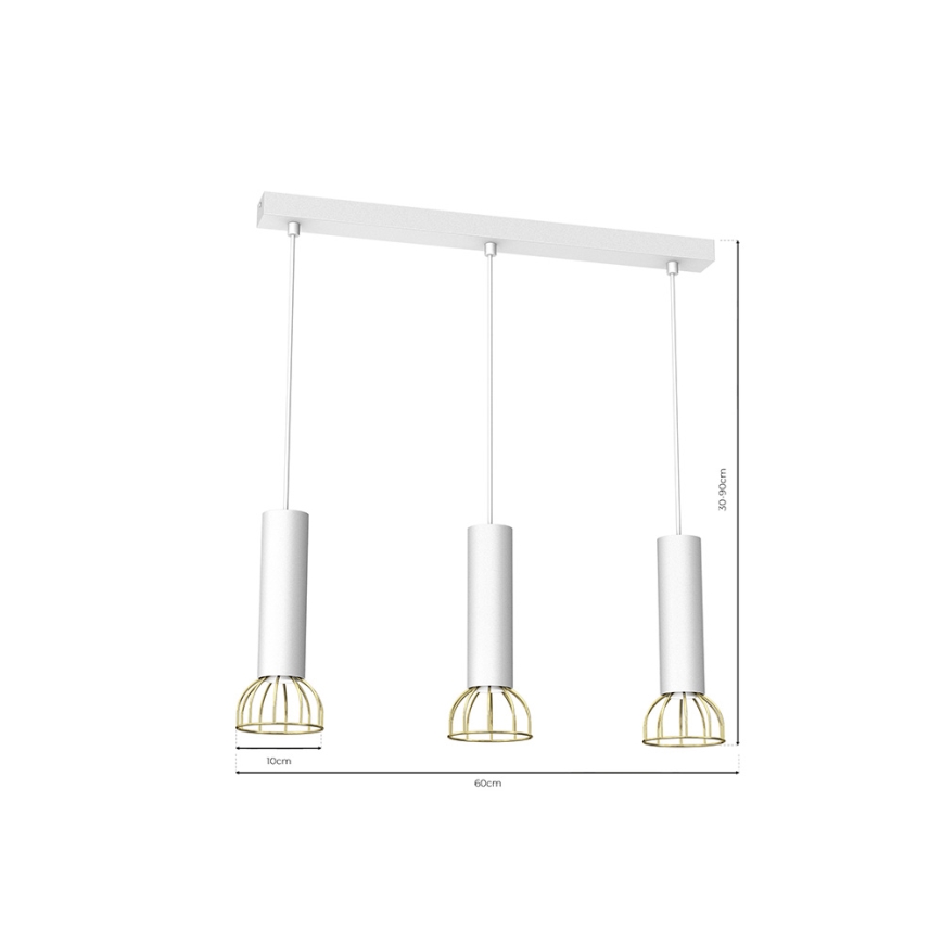 Люстра на мотузці DANTE 3xGU10/25W/230V біла/золота