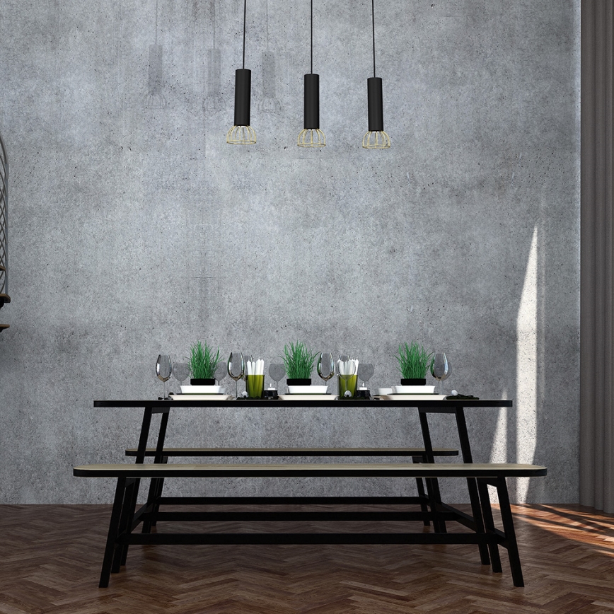 Люстра на мотузці DANTE 3xGU10/25W/230V чорна/золота