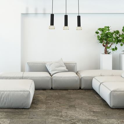 Люстра на мотузці DANTE 3xGU10/25W/230V чорна/золота