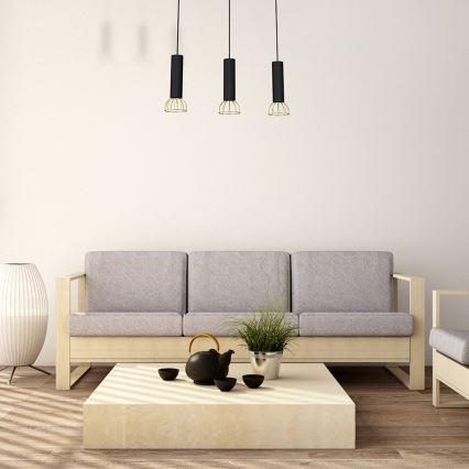 Люстра на мотузці DANTE 3xGU10/25W/230V чорна/золота