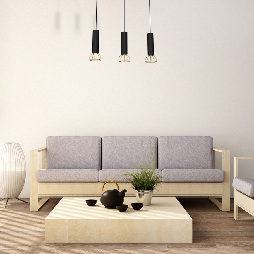 Люстра на мотузці DANTE 3xGU10/25W/230V чорна/золота