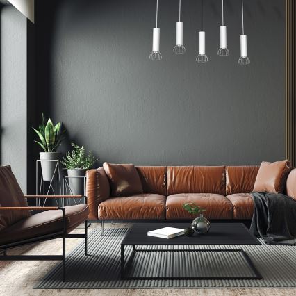 Люстра на мотузці DANTE 5xGU10/25W/230V біла/блискучий хром