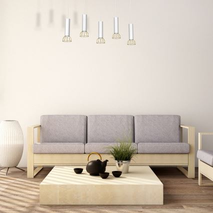 Люстра на мотузці DANTE 5xGU10/25W/230V біла/золота