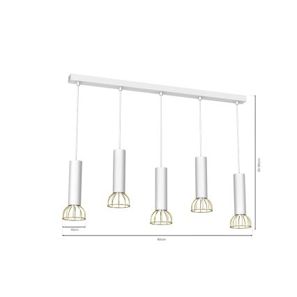 Люстра на мотузці DANTE 5xGU10/25W/230V біла/золота