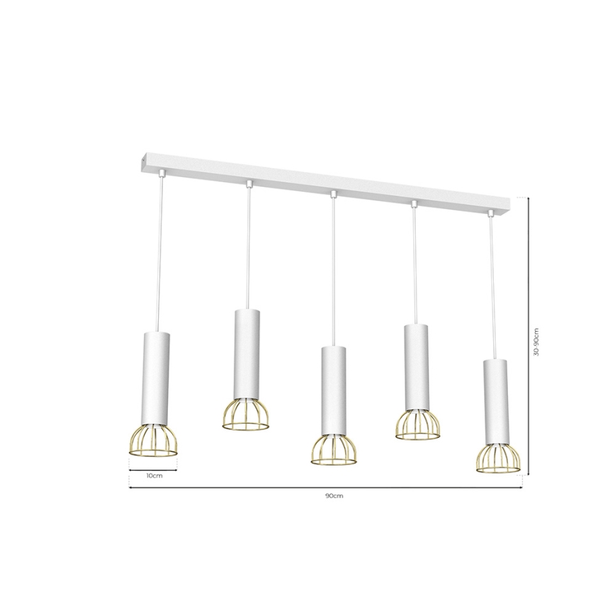 Люстра на мотузці DANTE 5xGU10/25W/230V біла/золота