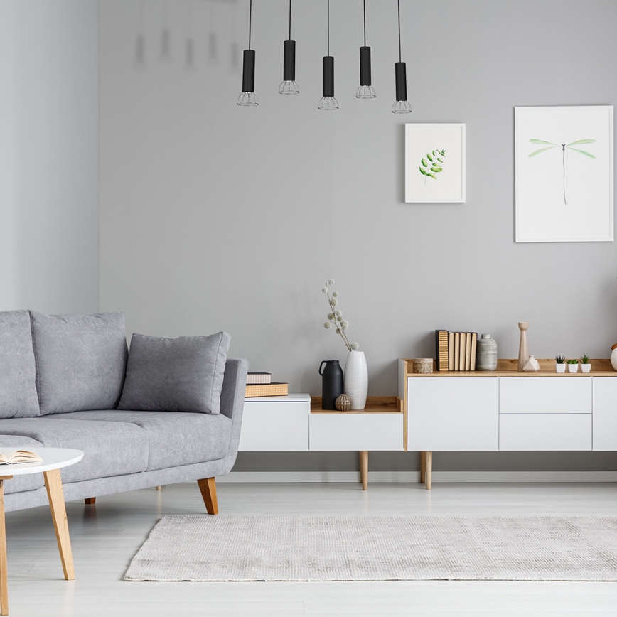 Люстра на мотузці DANTE 5xGU10/25W/230V чорна/блискучий хром