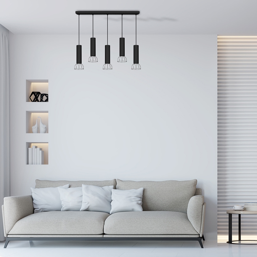 Люстра на мотузці DANTE 5xGU10/25W/230V чорна/блискучий хром