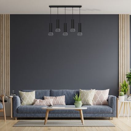 Люстра на мотузці DANTE 5xGU10/25W/230V чорна/блискучий хром