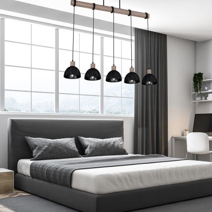 Люстра на мотузці ERIK 5xE27/60W/230V коричнева/чорна