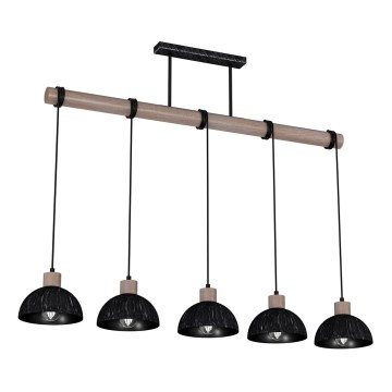 Люстра на мотузці ERIK 5xE27/60W/230V коричнева/чорна