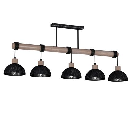 Люстра на мотузці ERIK 5xE27/60W/230V коричнева/чорна