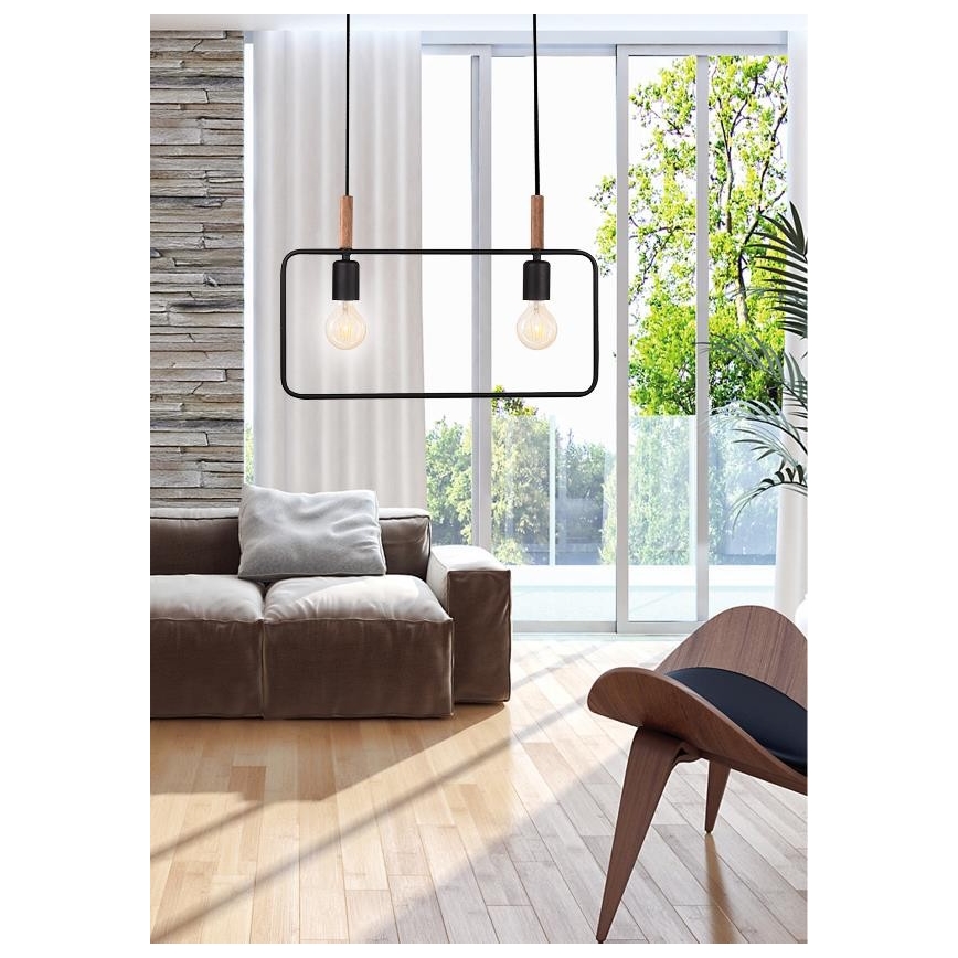 Люстра на мотузці FRAME 2xE27/60W/230V чорна