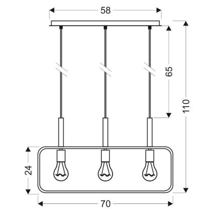 Люстра на мотузці FRAME 3xE27/60W/230V чорна