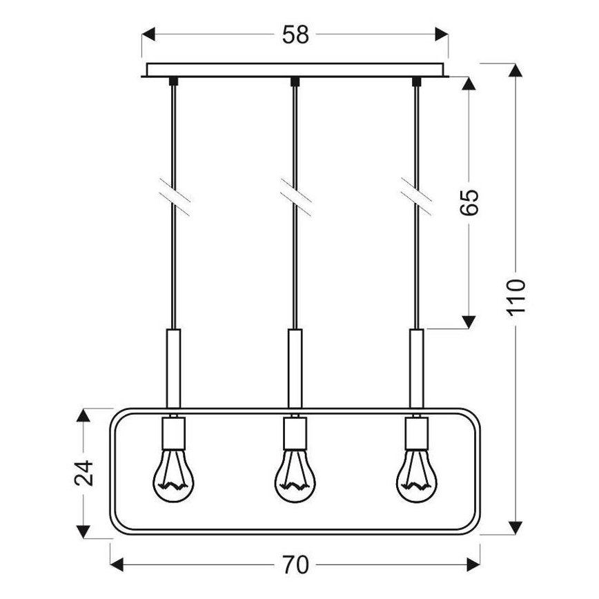 Люстра на мотузці FRAME 3xE27/60W/230V чорна